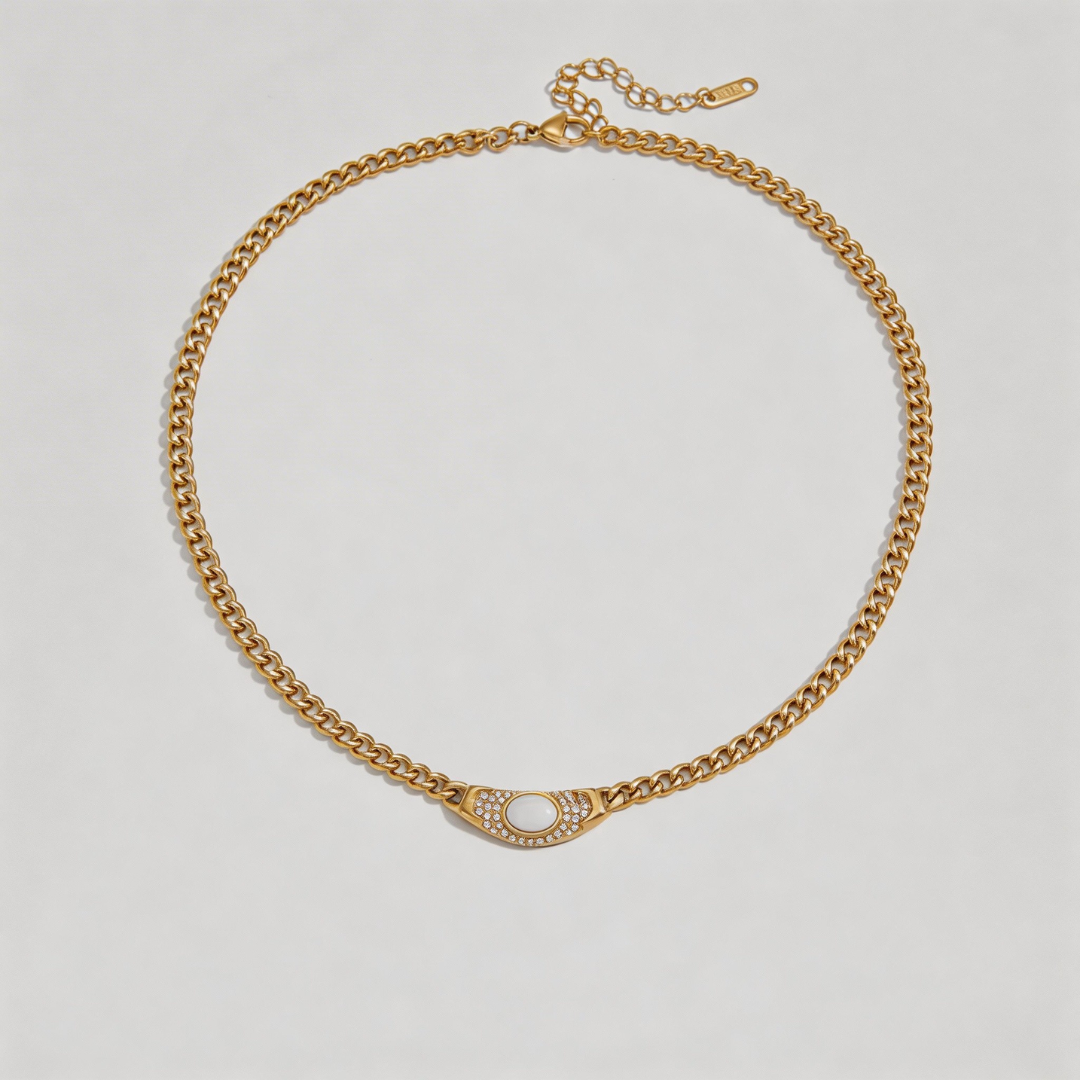 Velora Halo Stone Chain Necklace