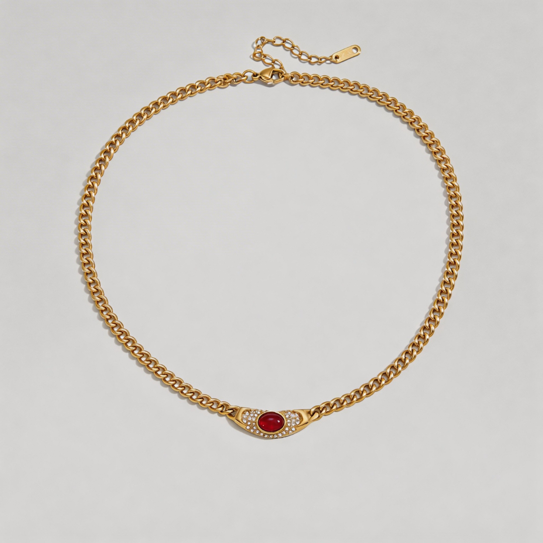 Velora Halo Stone Chain Necklace