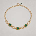 Verdant Halo Crystal Paperclip Chain Necklace