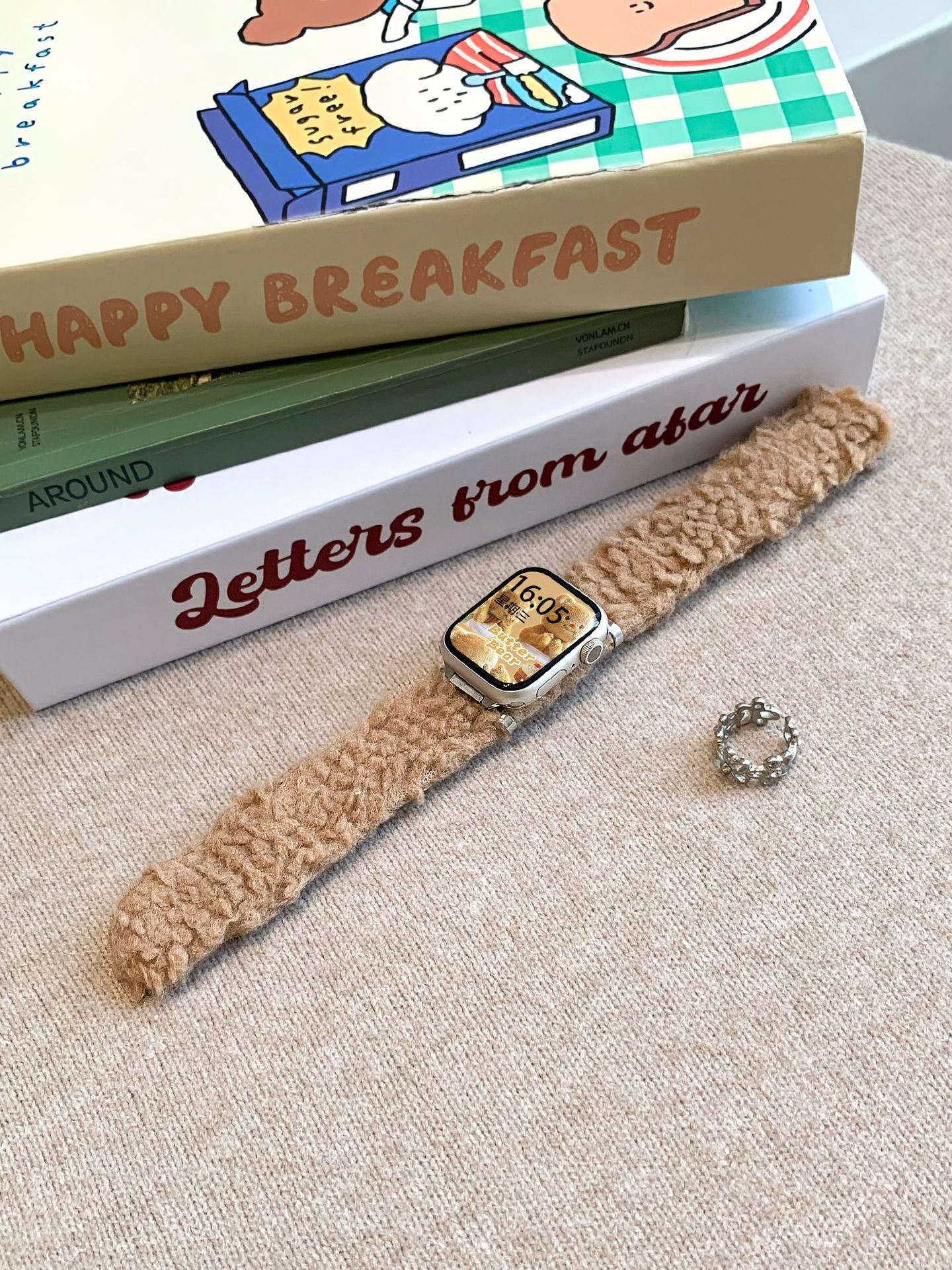 Teddy Fleece Loop Watch Band Brown