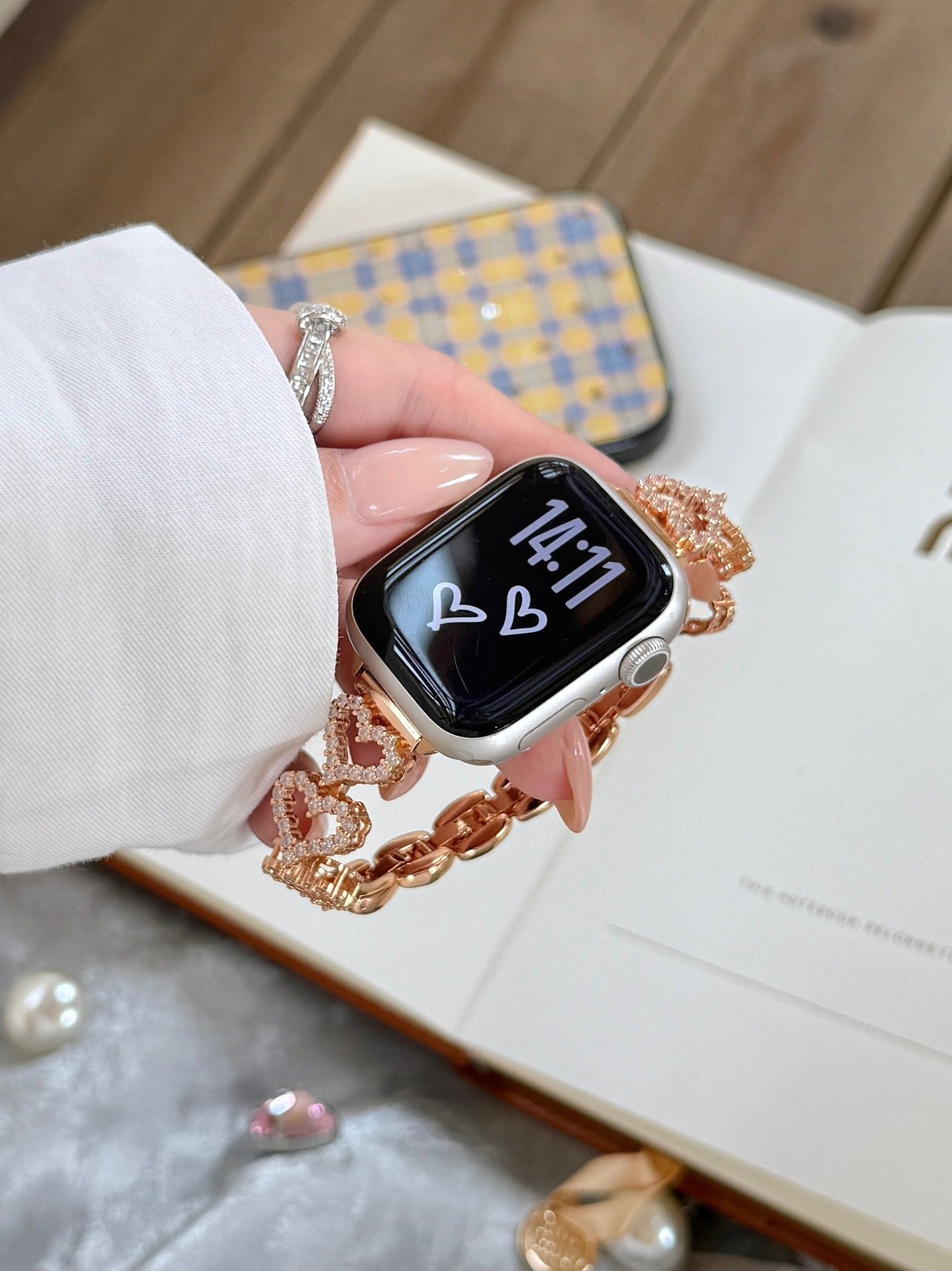 Amora Crystal Heart Chain Watch Band