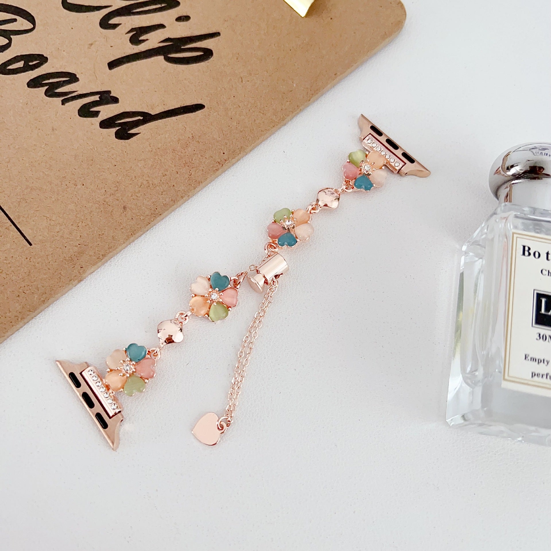 Petaline Heart Charm Link Watch Band