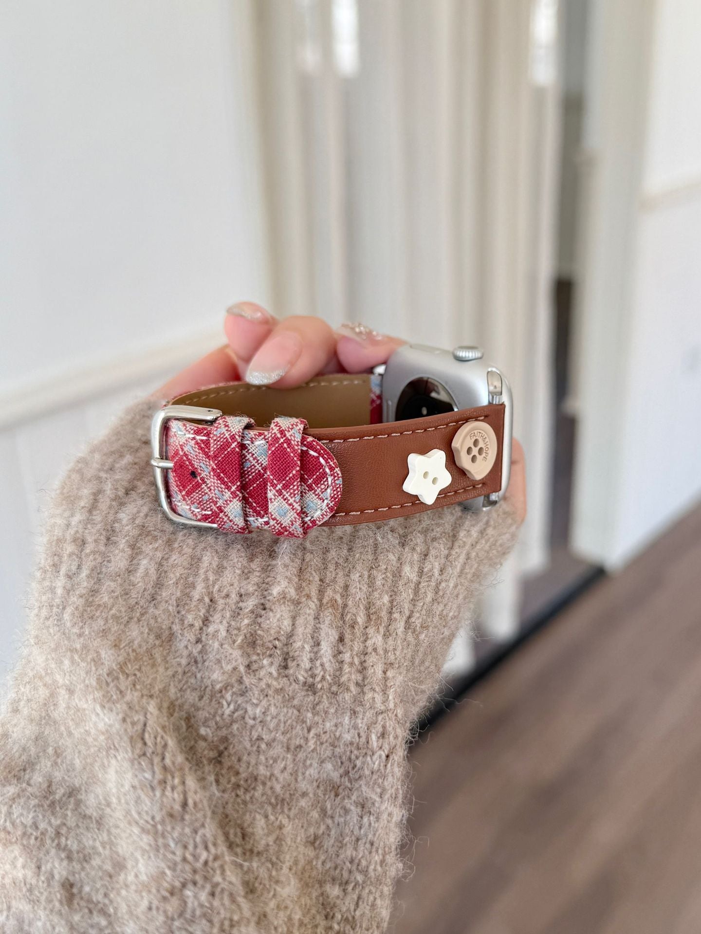 Plaid Pony Leather Watch Band
