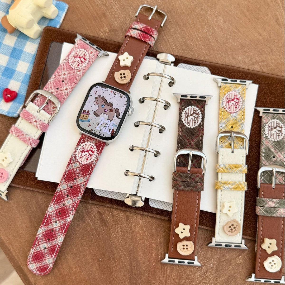 Plaid Pony Leather Watch Band