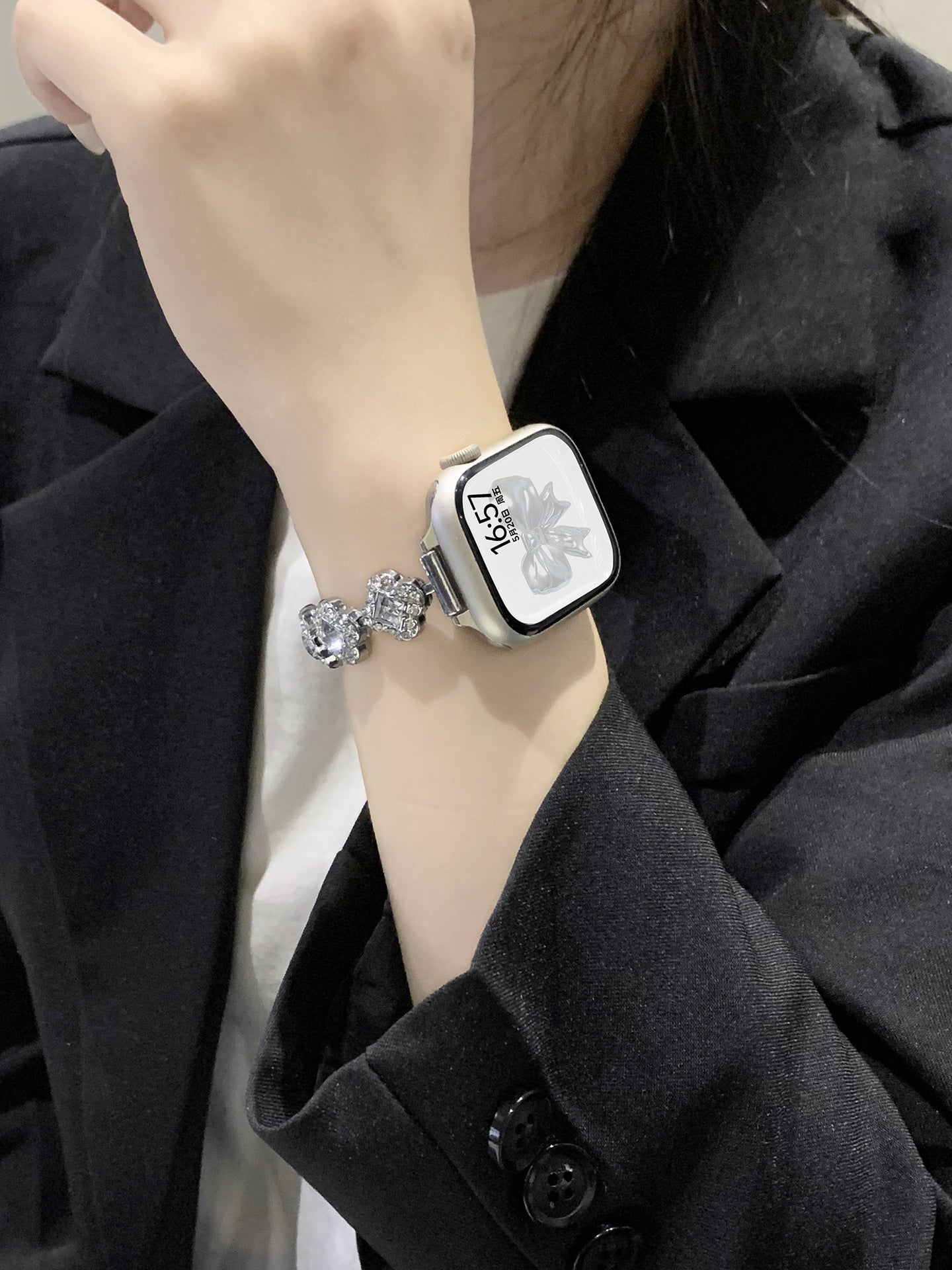 Crystal Clover Link Watch Band