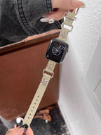 Thorn Stud Leather Watch Band Ivory Camellia