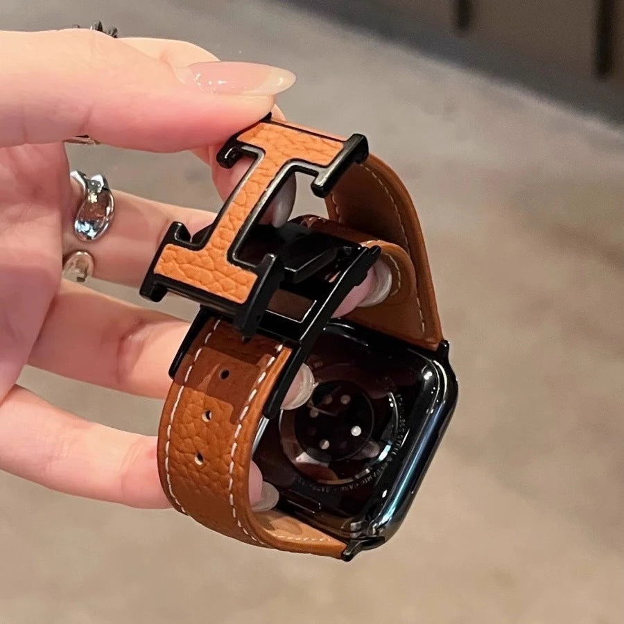 H Link Watch Band Brown-Black Buckle