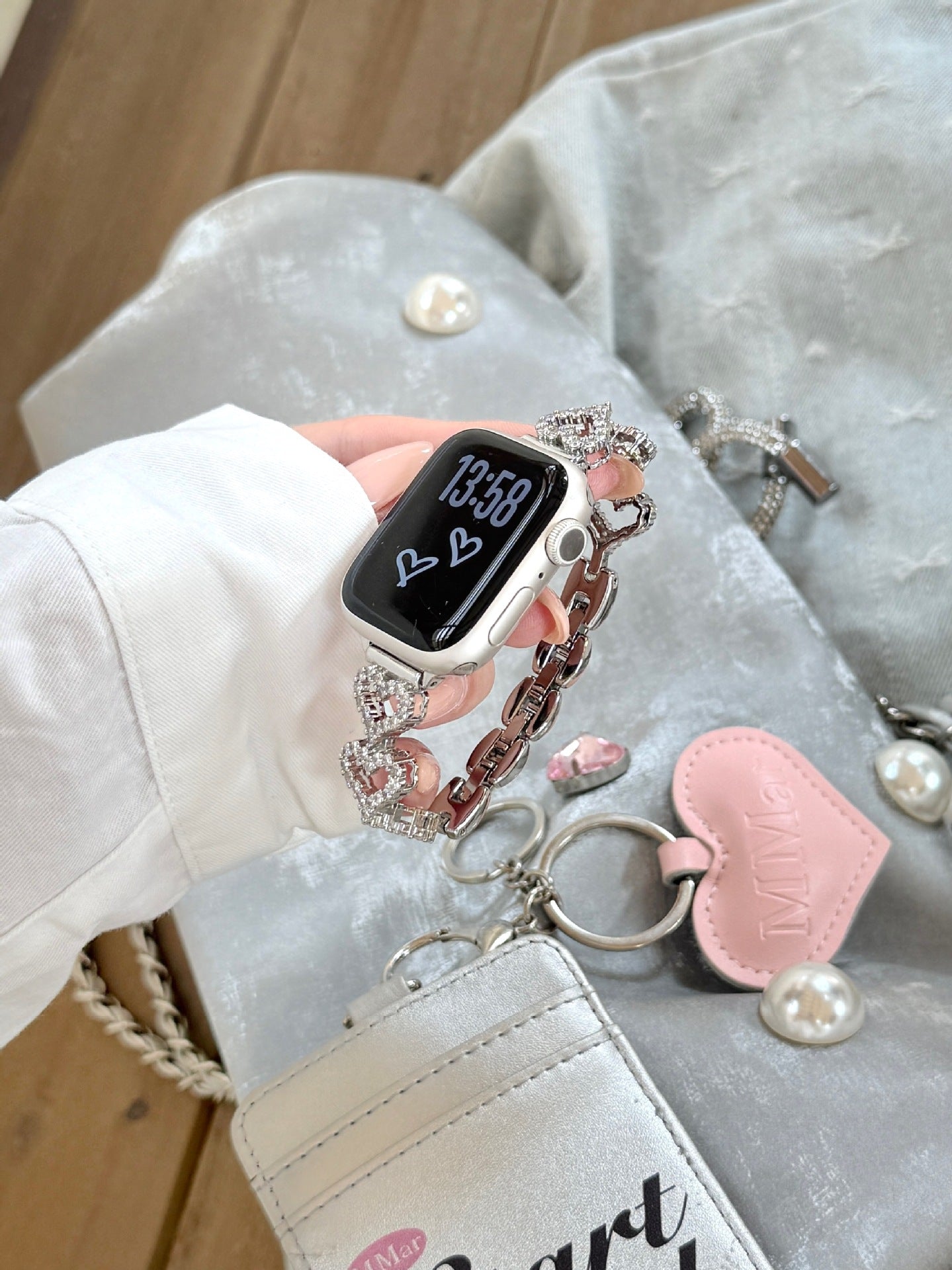 Amora Crystal Heart Chain Watch Band