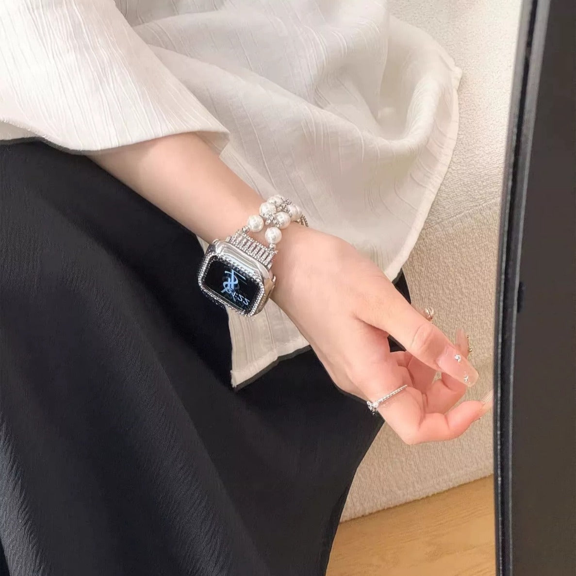 Lunara Crystal Cross Pearl Watch Band