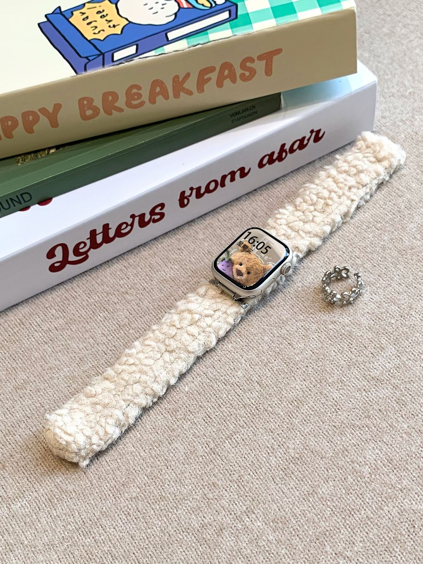 Teddy Fleece Loop Watch Band Apricot