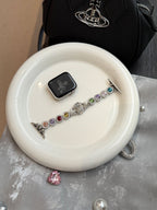 Orbitis Crystal Elastic Watch Band Multicolor Silver