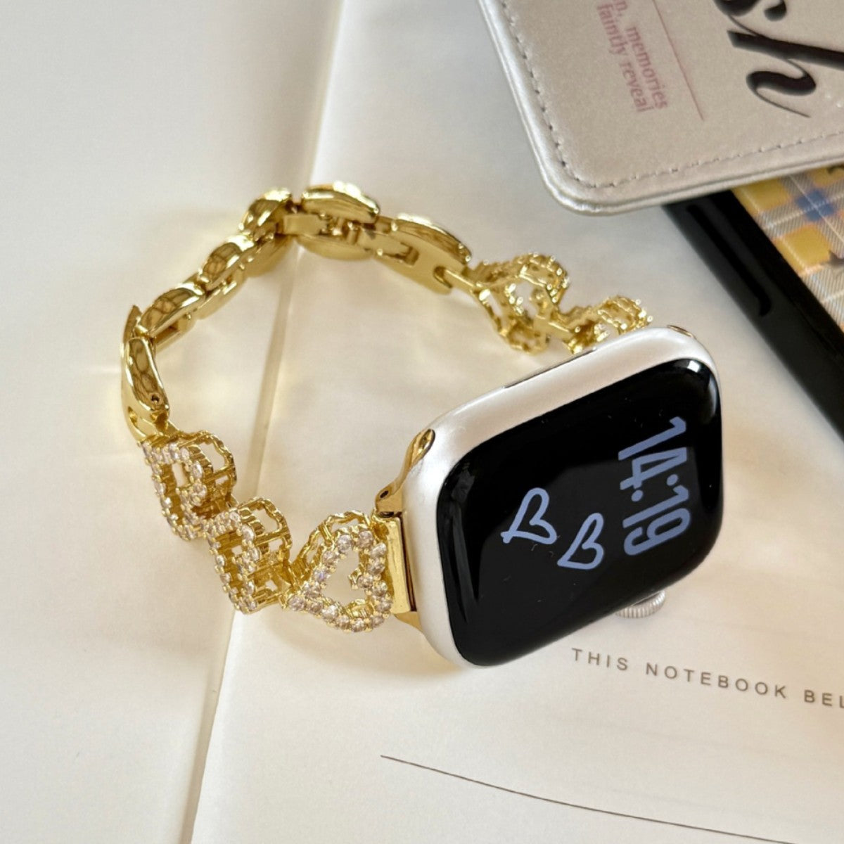 Amora Crystal Heart Chain Watch Band