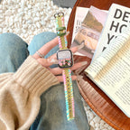 Strata Woven Fiber Watch Band Avocado Green (Violet–Blue Wrap)