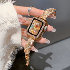 Aurelia Braided Metal Bracelet Watch Band with Case Rose Gold