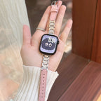 Crystal Link Leather Watch Band