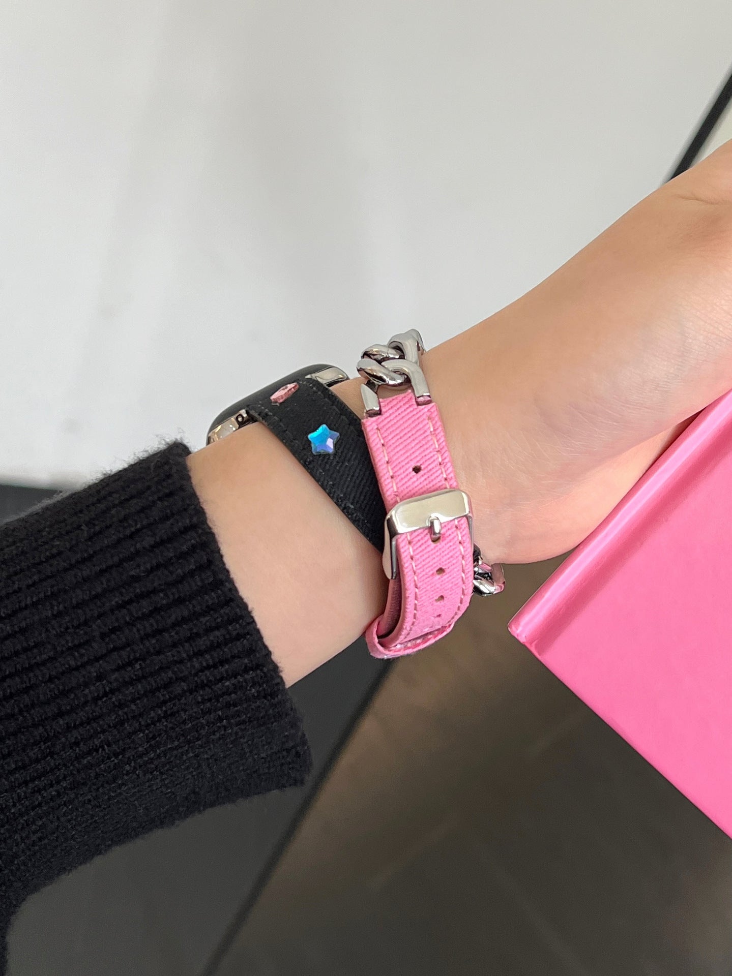 Loopia Chain Leather Double-Loop Watch Band