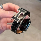 H Link Watch Band Black-Silver Buckle