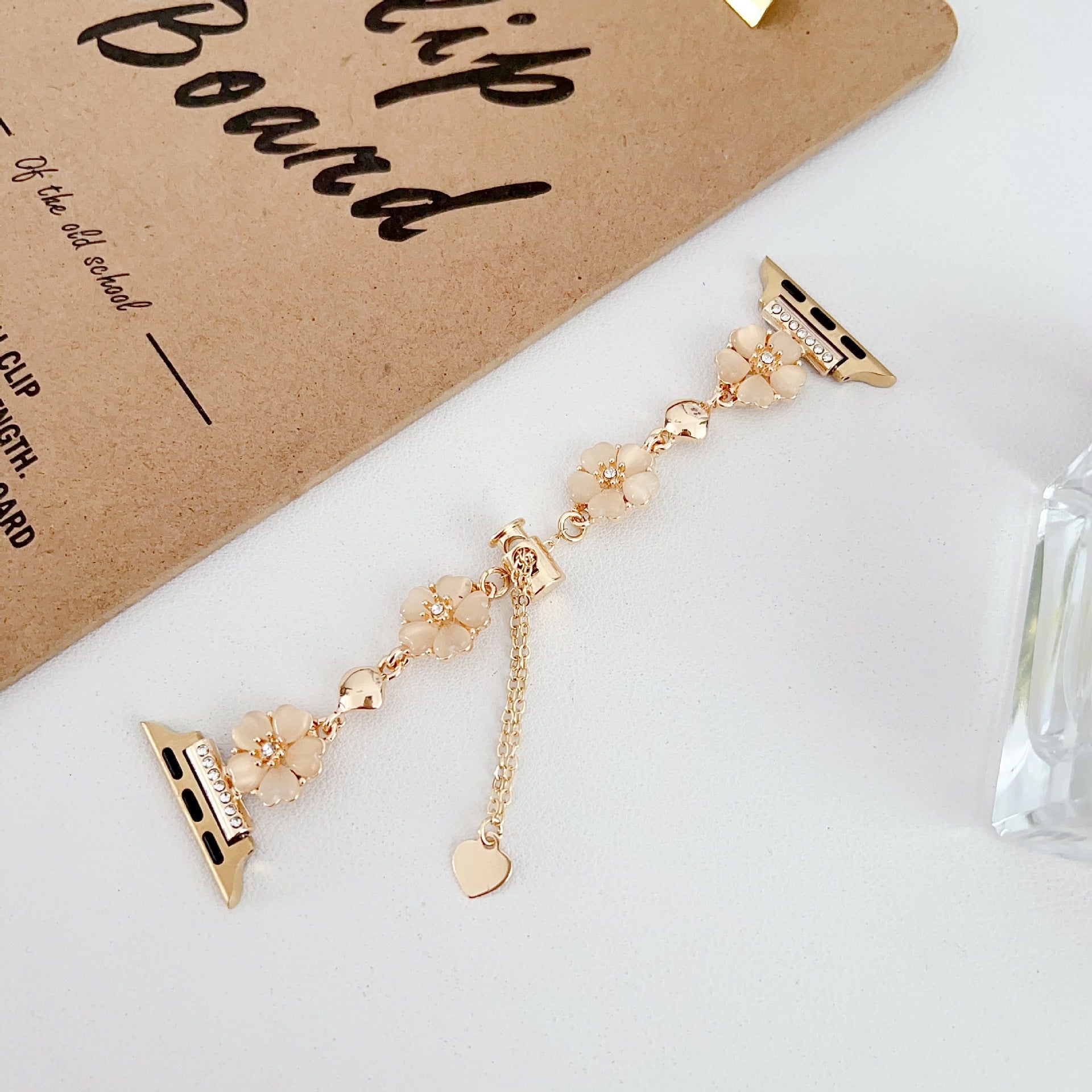 Petaline Heart Charm Link Watch Band