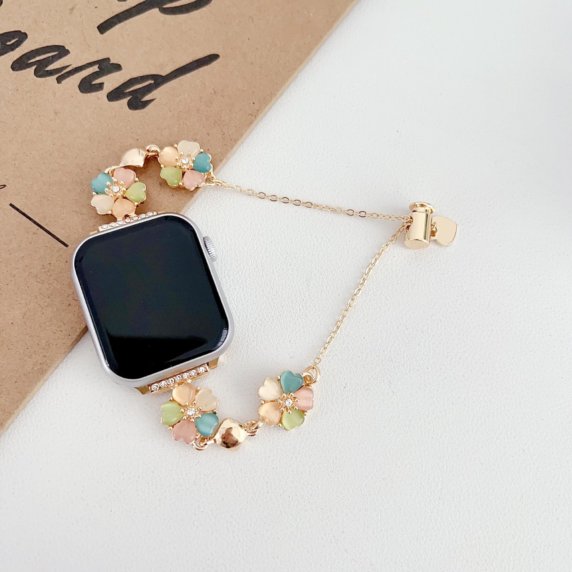 Petaline Heart Charm Link Watch Band