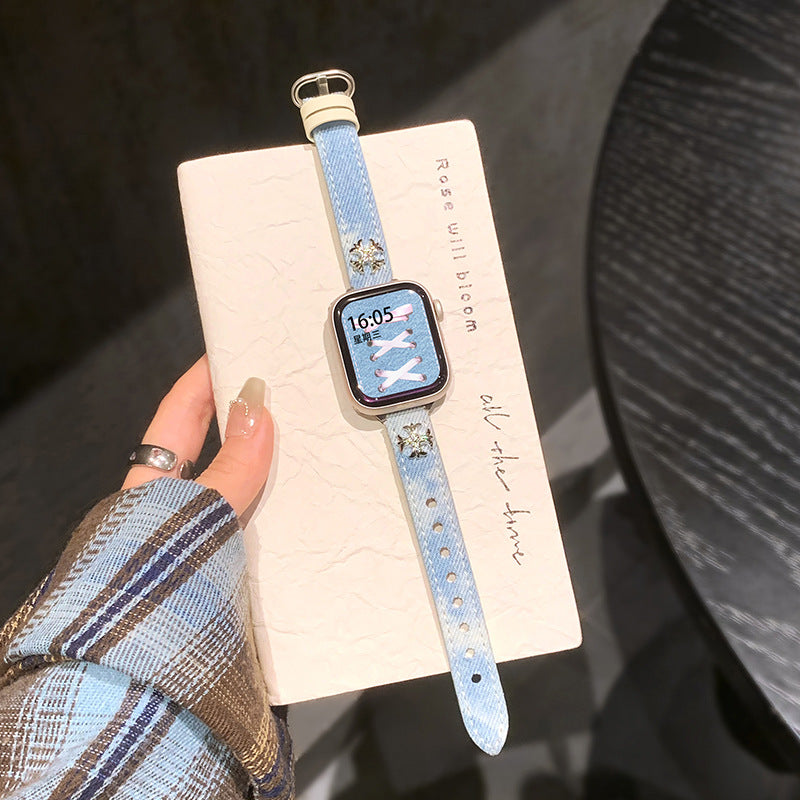 Sigil Denim Leather Watch Band Sigil Mist Denim Leather