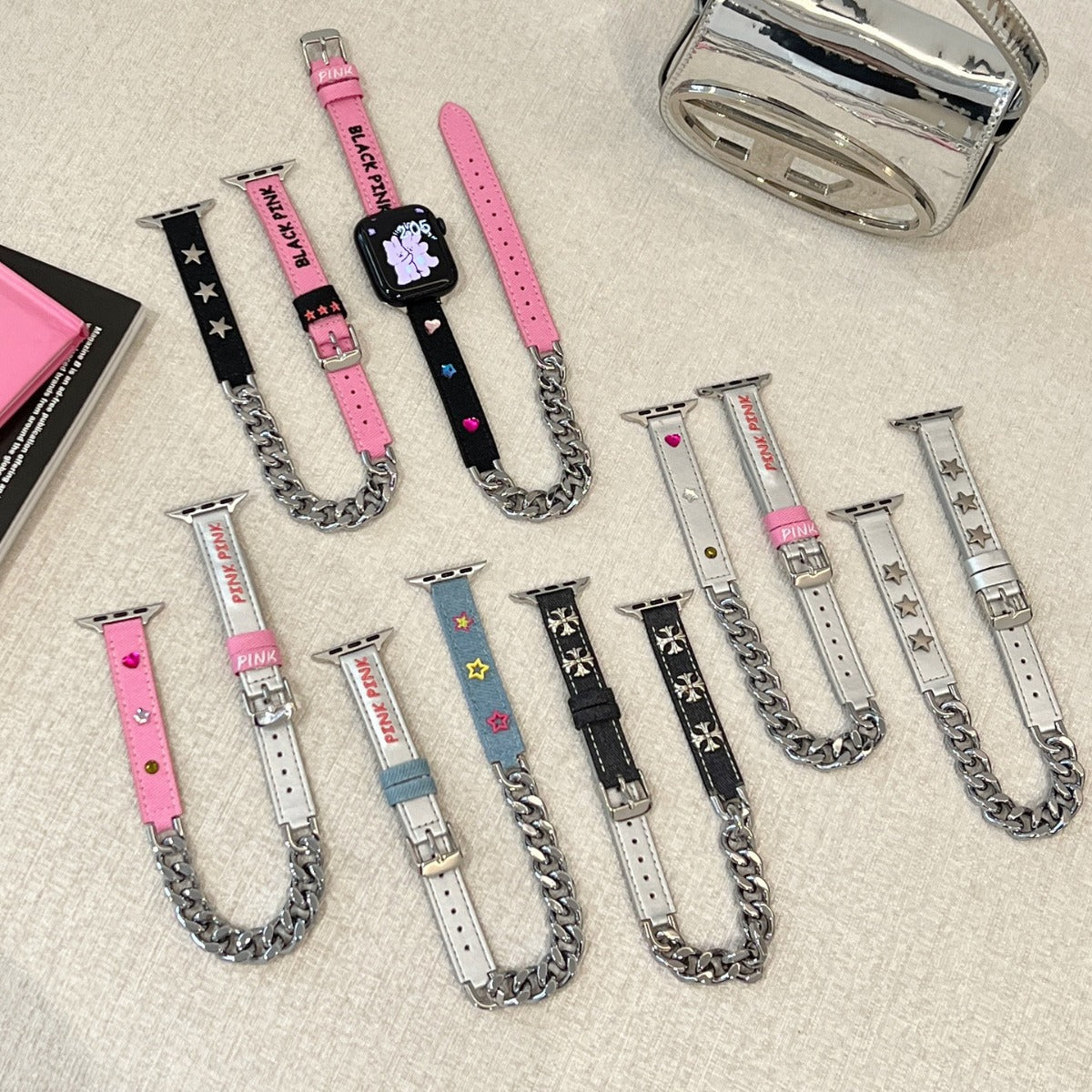 Loopia Chain Leather Double-Loop Watch Band