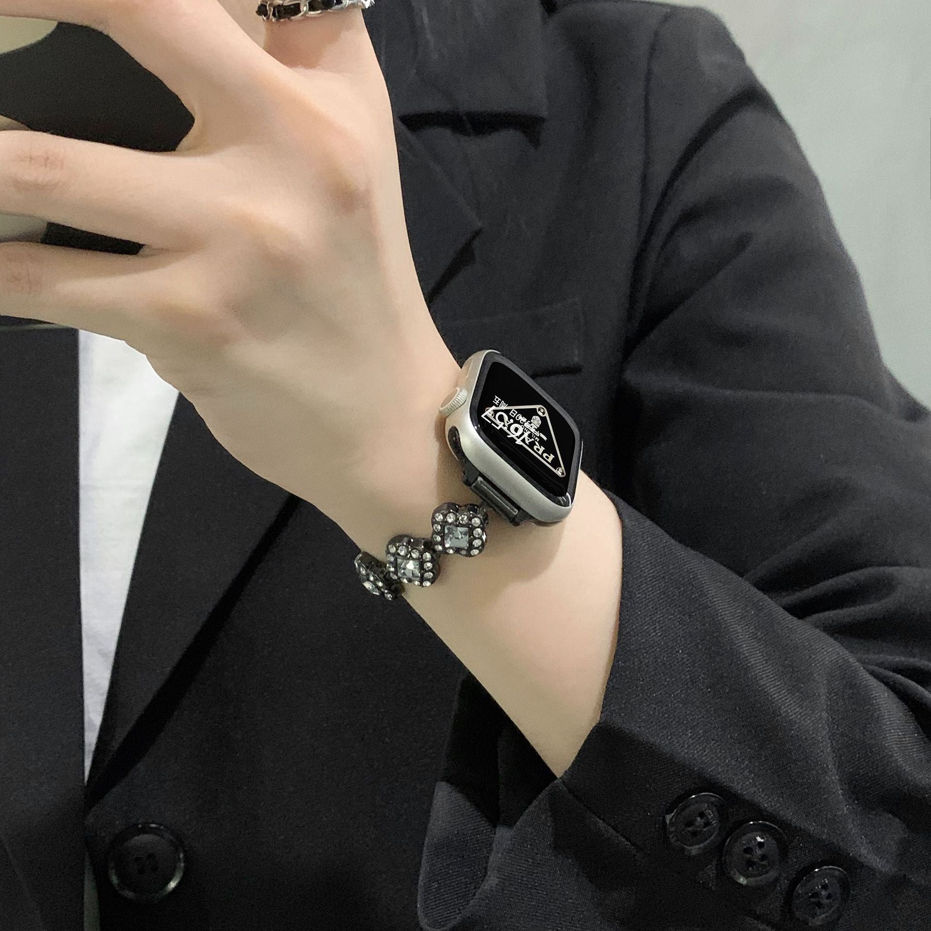 Crystal Clover Link Watch Band