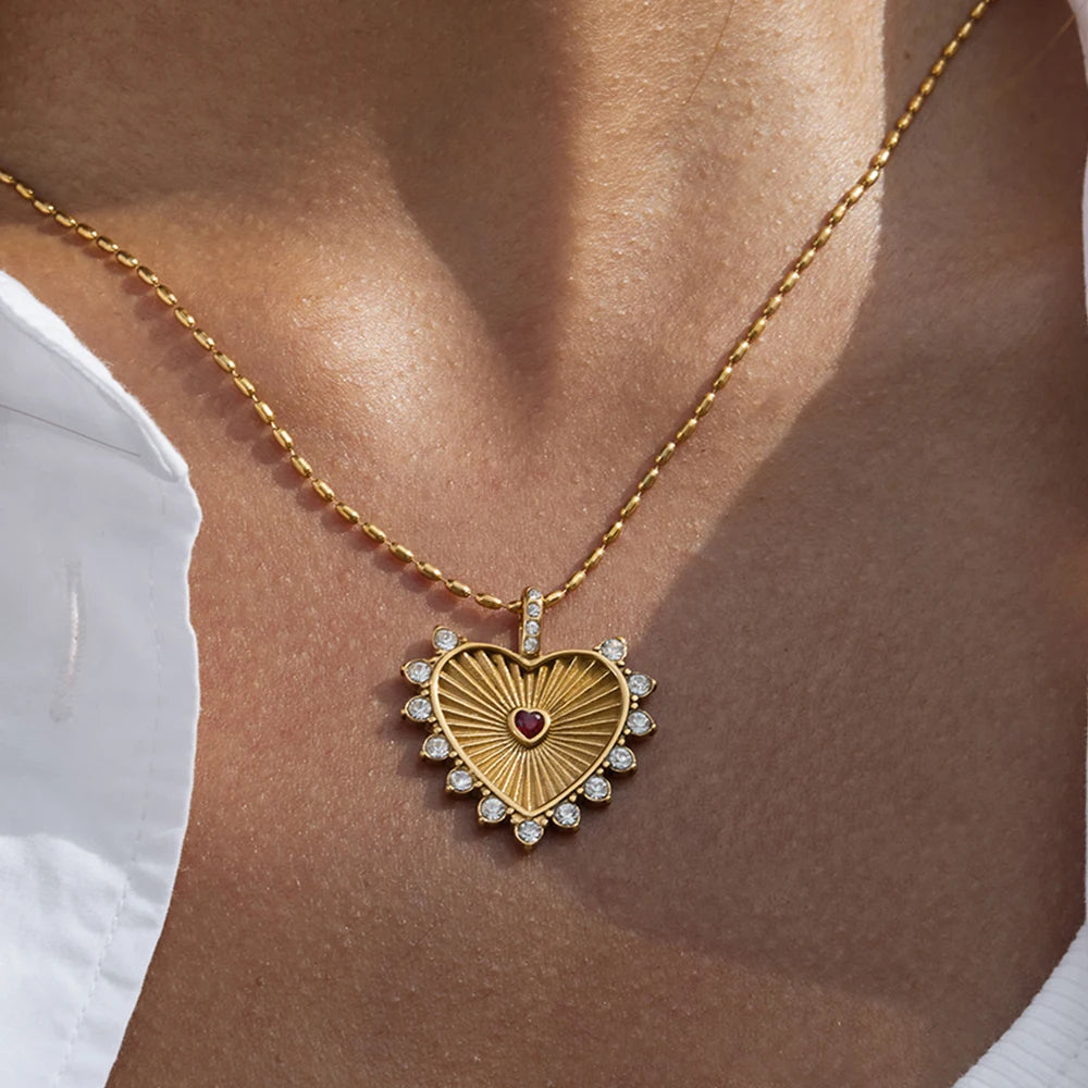 Solenne Crystal Heart Pendant Necklace