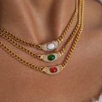 Velora Halo Stone Chain Necklace