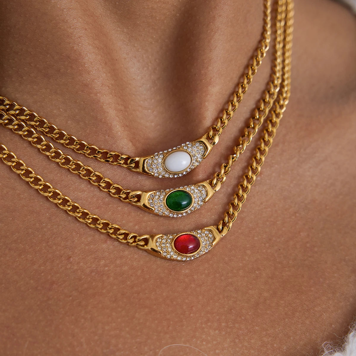 Velora Halo Stone Chain Necklace