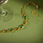 Verdant Halo Crystal Paperclip Chain Necklace