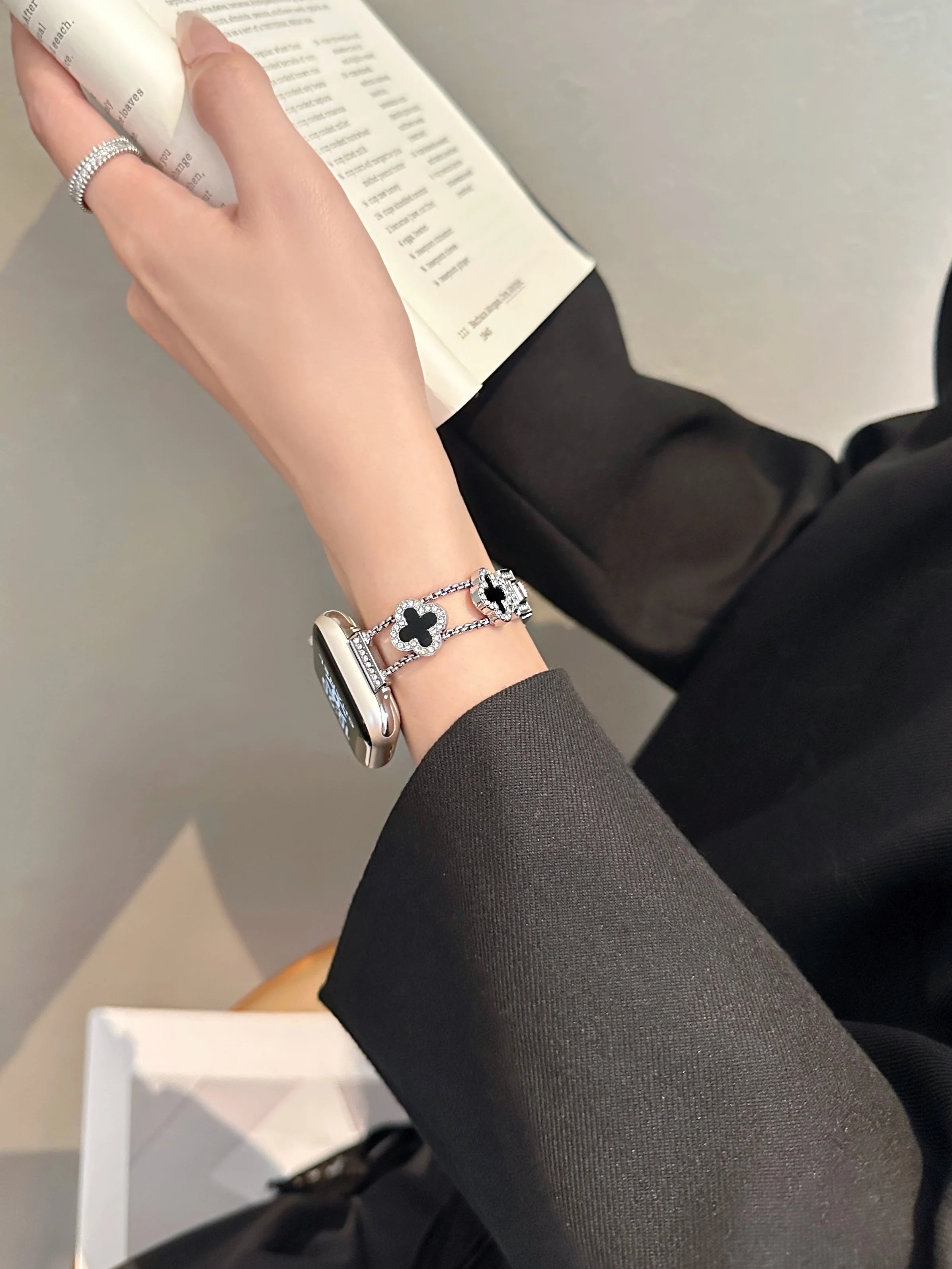 Celesse Clover Link Stainless Steel Watch Band