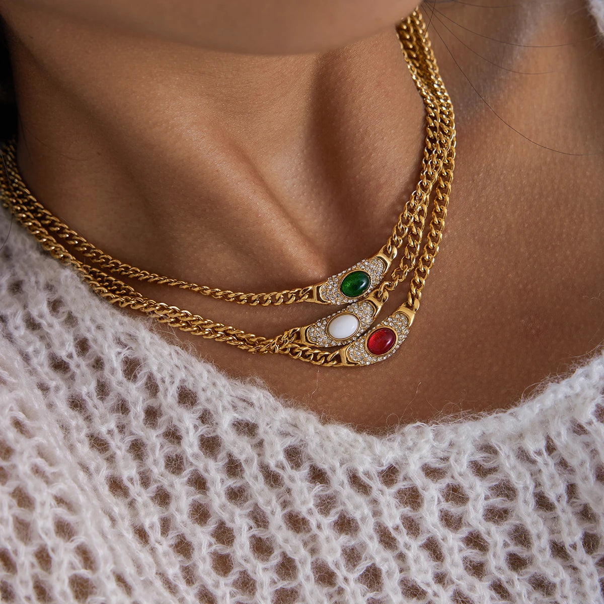 Velora Halo Stone Chain Necklace