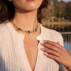 Verdant Halo Crystal Paperclip Chain Necklace