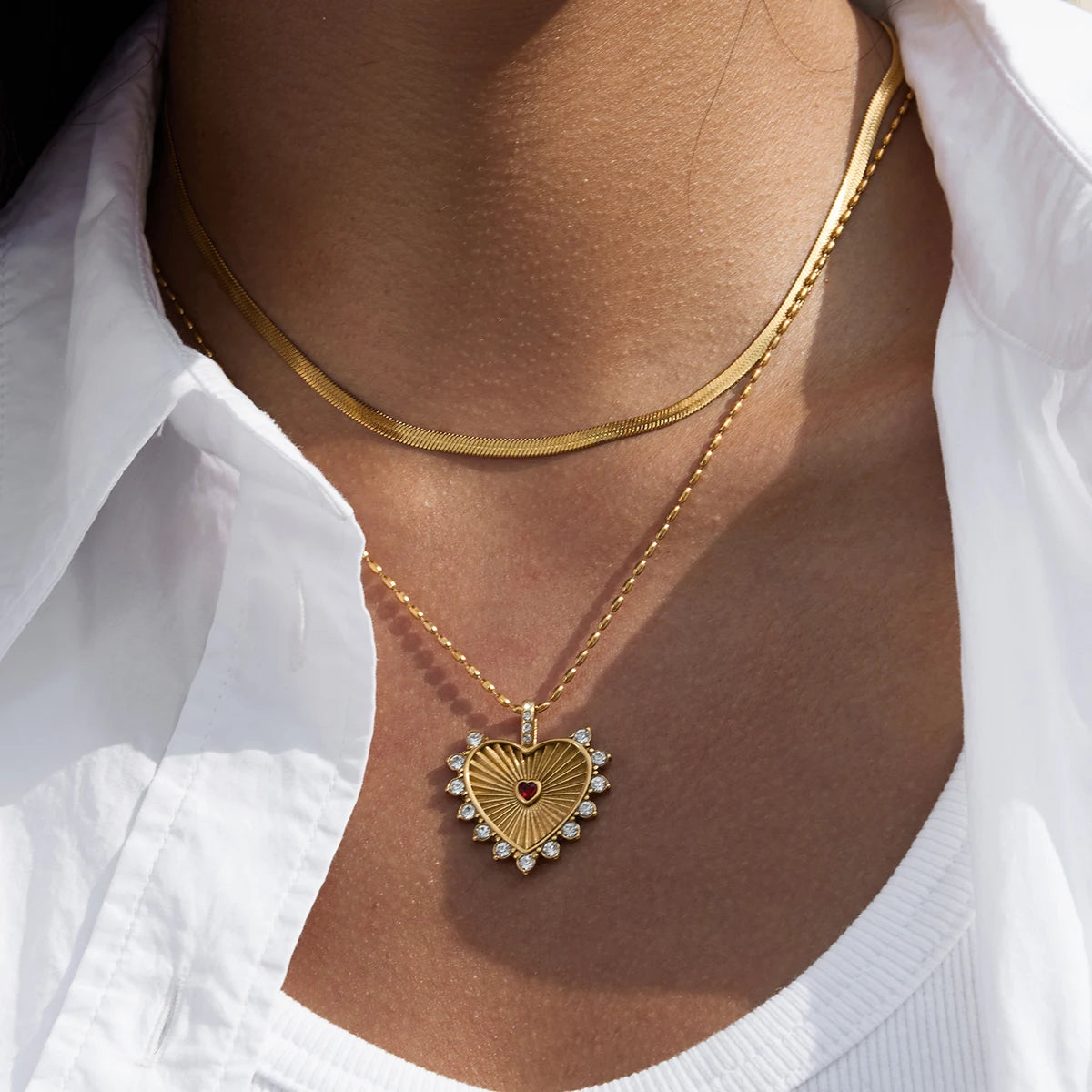 Solenne Crystal Heart Pendant Necklace