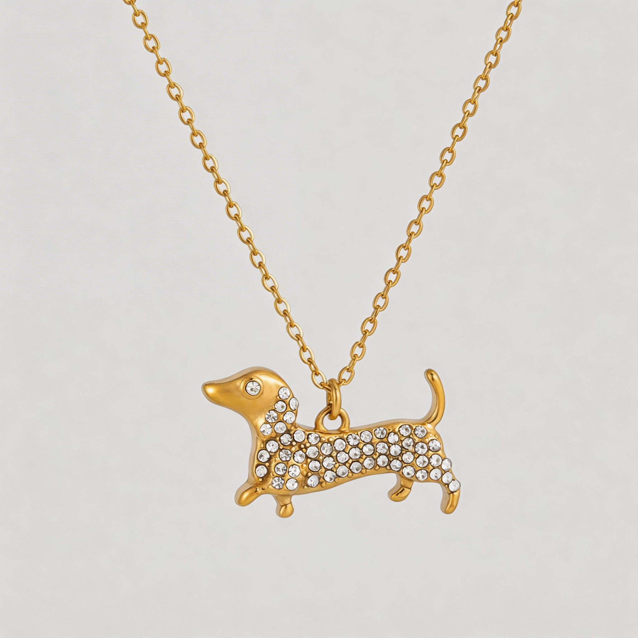 Lumi Dachshund Crystal Pendant Necklace