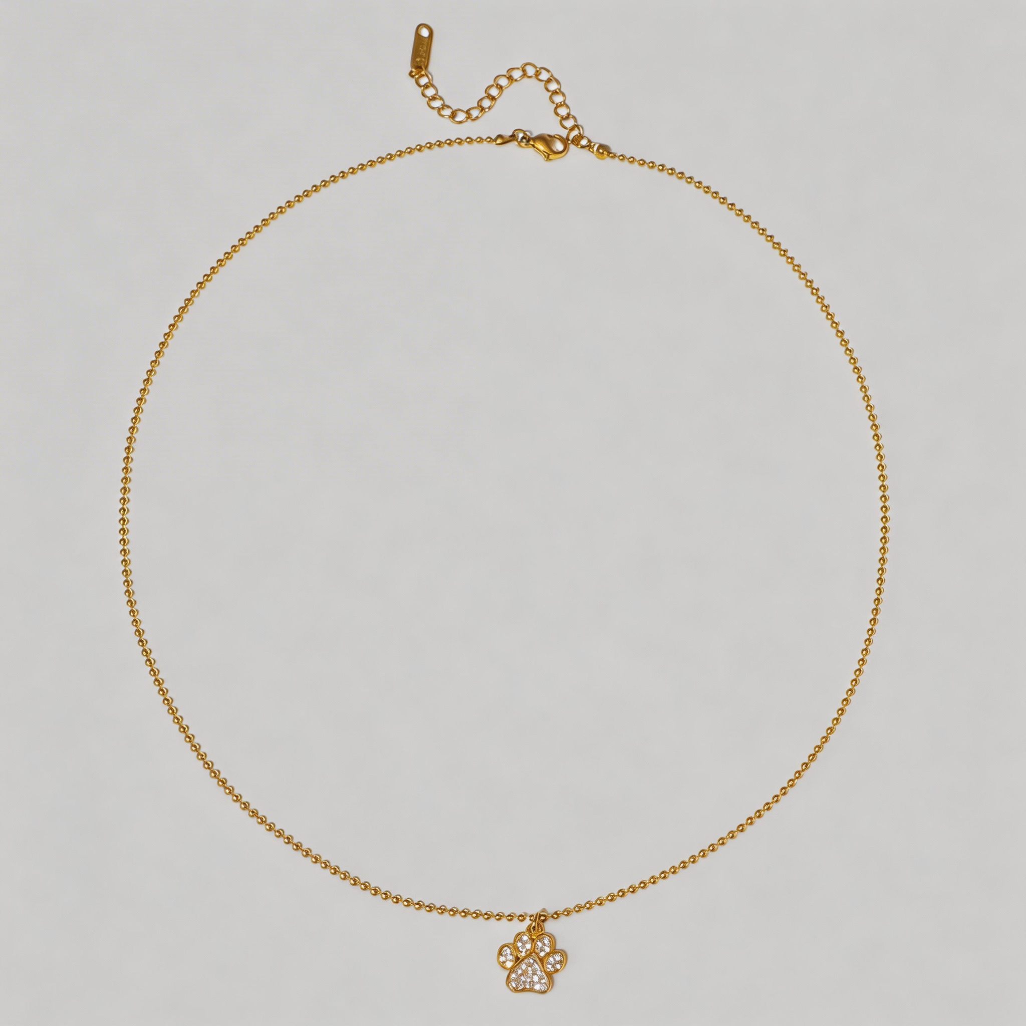 Pawra Crystal Paw Pendant Bead Necklace